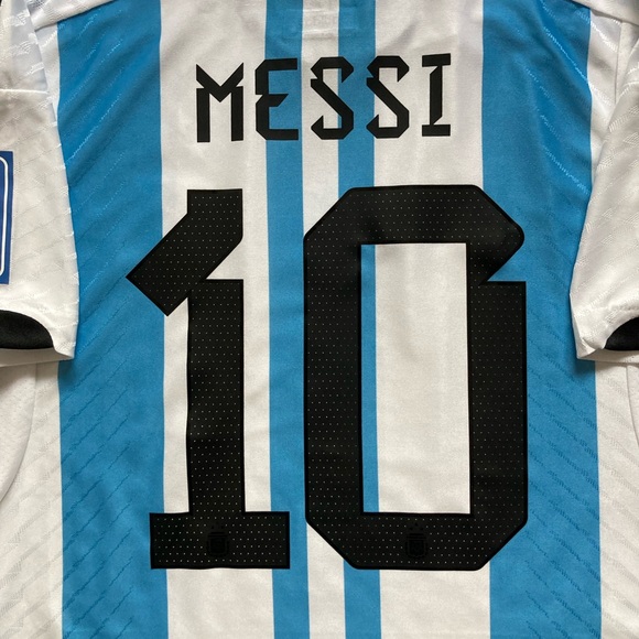 NWT Argentina 3-star WC Champions France Date PLAYER VERSION Jersey “Messi 10” - Picture 6 of 6